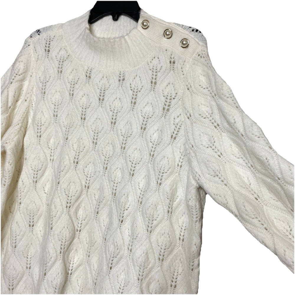 Soft Surroundings Women's 1X Ensley Button Detail Cutout Knit Tunic Sweater Soft - Picture 7 of 13